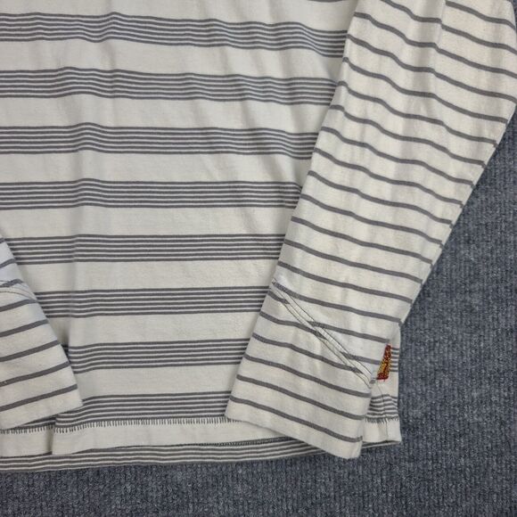 7 For All Mankind Beige Striped Henley Shirt Girls Large Button Neck Casual - Picture 5 of 13